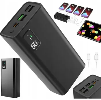 Powerbanka POWERBANK 30000MAH 22.5W Type-C 4 PORTY VÝKONNÁ RYCHLÉ NABÍJENÍ ČERNÝ