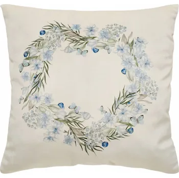 Polštář Dekorativní povlak na polštář, velur / velvet, květiny a motýli, 50x50 cm