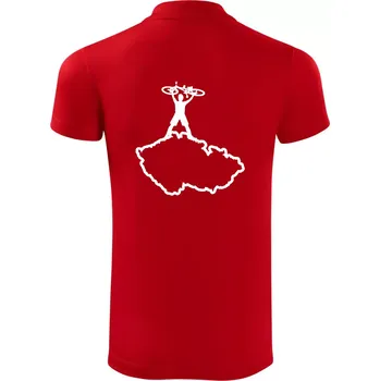 Pánská košile Mapa ČR - cyklista na prsou - Polokošile Victory sportovní (dresovina) - M ( Červená )