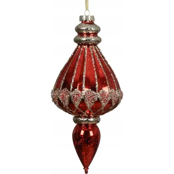 Vánoční dekorace Červeno-zlatý vánoční rampouch Vánoční Koule lesklá ozdoba na stromeček 29 cm