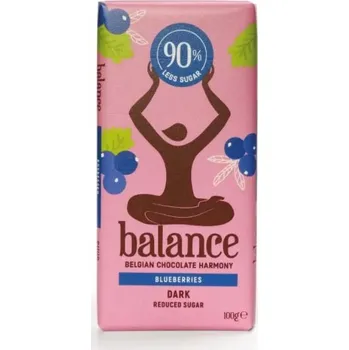 Čokoláda Belgická čokoláda BALANCE 100 g BEZ PŘIDANÉHO CUKRU - HOŘKÁ s BORŮVKAMI (čokoláda KLINGELE / bez přidaného cukru / reduced sugars)