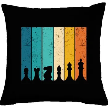 Bytový textil Polštář bavlněný s potiskem šachy