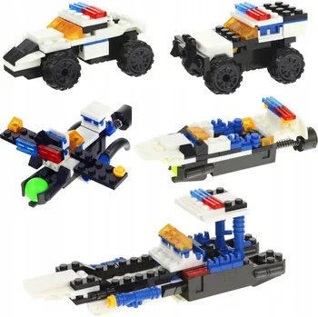 ostatní stavebnice Stavebnice Policejní auto Robot Letadlo Loď 4v1 Sada