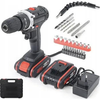 AKU VRTAČKA S PŘÍKLEPEM AKUMULÁTOROVÝ PŘÍKLEPOVÝ ŠROUBOVÁK 2x 48V AKU SADA