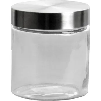 Sklenice Plechovka s kuličkami z sklenice o objemu 0,9 l + víko z z nerezové oceli