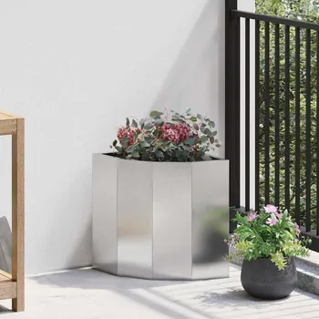 Truhlík vidaXL Rohový květináč Stříbrná 30 x 30 x 35 cm Nerezová ocel
