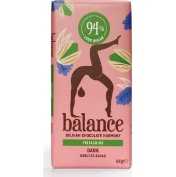 Čokoláda Belgická čokoláda BALANCE 100 g BEZ PŘIDANÉHO CUKRU - HOŘKÁ s PISTÁCIEMI (čokoláda KLINGELE / bez přidaného cukru / reduced sugars)