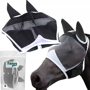 Koňská maska proti hmyzu NAUŠNÍKY PRO KONĚ Potápěčské Brýle Proti Hmyzu Síťka na Oči a Uši Koně Černá S