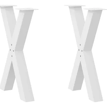 Jídelní stůl vidaXL Nohy k jídelnímu stolu ve tvaru X, 2 ks, bílé, 60 x (72-73) cm, ocel