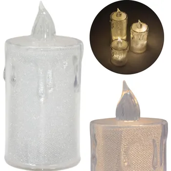 Svíčka DEKORATIVNÍ SVÍČKA 10,5 CM TRANSPARENTA TEPLÁ BÍLÁ 1 LED