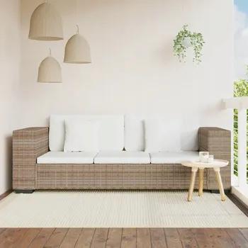 Pohovka vidaXL 3místná pohovka s poduškami přírodní ratan [283071] Barva: Hnědá