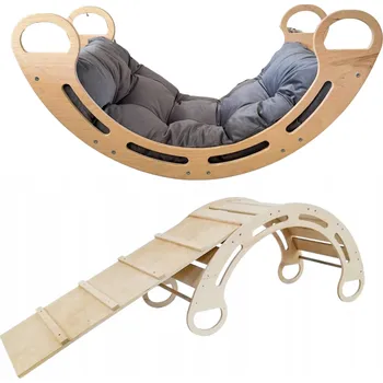 Hra na zahradu Montessori houpačka s antialergickým sametovým polštářem (v šedé barvě) a s