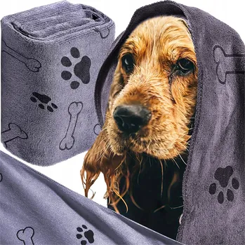 Ručník Ručník pro psa Fazoo šedý mikrovlákno 60x100 cm