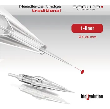 Tetovací jehla 1 Liner 0,30 Cartridge BioEvolution SECURE tradiční jehla