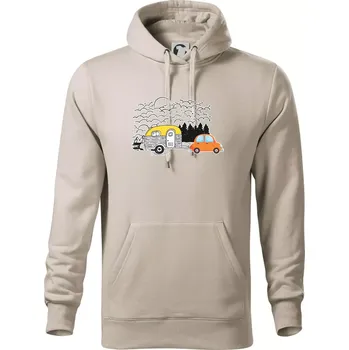 Pánská mikina S obytňákem v lese - Mikina pánská Cape s kapucí - 5XL ( Ledově šedá )