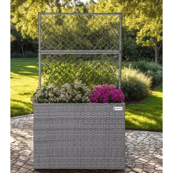 Květináč Polyratanový květináč s treláží |šedá