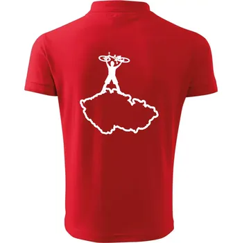 Pánská košile Mapa ČR - cyklista na prsou - Polokošile pánská Pique Polo 203 - 5XL ( Červená )
