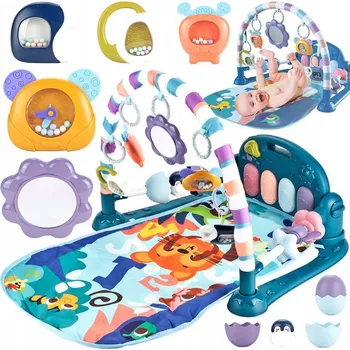 Hrací deka PODLOŽKA PRO HRANÍ S HUDEBNÍ PODLOŽKOU A PIANEM PRO DÍTĚ, MODRÁ