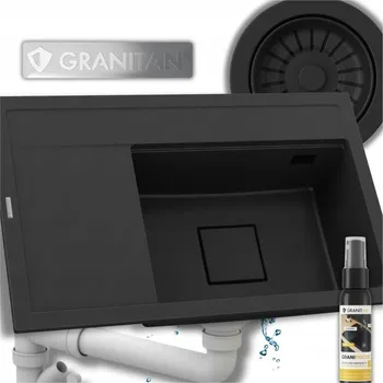 Granitový dřez Jednokomorový granitový dřez Granitan Redno, černý