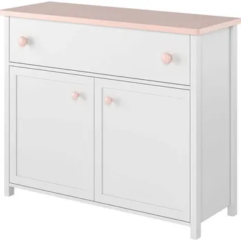 Komoda Komoda se zásuvkou LUNA 2D1S Bílá + Růžová LENART