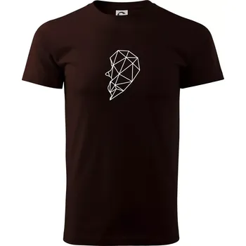 Pánské tričko Párovy motiv srdce geometrie - ON - Klasické pánské triko vyšší gramáže - 2XL ( Kávová )