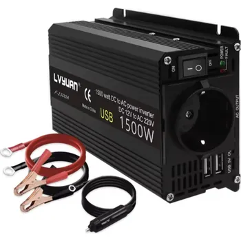 Měnič napětí INVERTOR MĚNIČ NAPĚTÍ AUTOMOBILOVÁ LVYUAN DC 12 V AC 220 V 1500 W