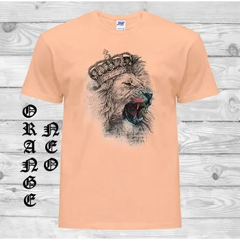 Pánské oblečení levne-bavlnene-tricko-potisk-lev-kral Barva: Orange neo - matně oranžová, velikost: XXL