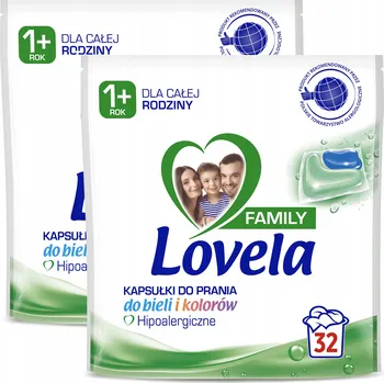 Kapsle na praní LOVELA Kapsle Hypoalergenní na praní Bílého a Barevného prádla 32 x2 64 Kusů