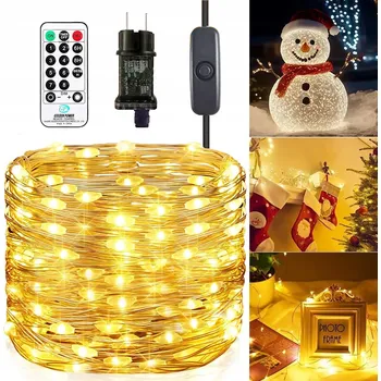 Vánoční dekorace LED SVĚTLA DRÁTEK 10 METRŮ 100 LED NA BATERIE MIKRO SVĚTÝLKA BÍLÁ TEPLÁ