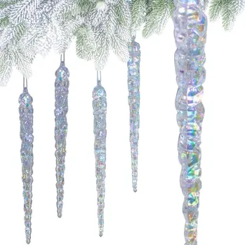 Vánoční dekorace rampouchy LEDOVÉ KŘIŠŤÁLOVÉ DEKORACE ZÁVĚSNÉ 30CM 4KS