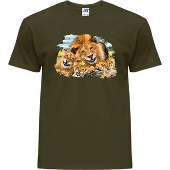 Pánská móda vtipne_panske_tricko_potisk_lvi_selfie Barva: Khaki, velikost: XS