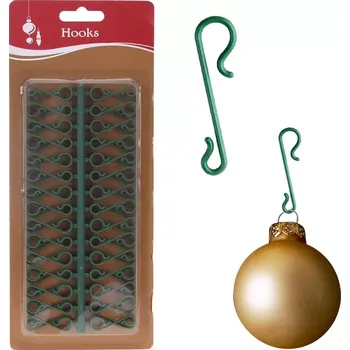 Vánoční dekorace Zelené háčky na vánoční ozdoby 3,5 cm, 60 ks