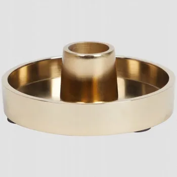 Svícen SVÍCEN NA 1 SVÍČKU ZLATÝ KOVOVÝ PRŮMĚR 9,5 cm VÝŠKA 3,5 cm