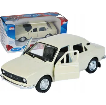 autíčko Kovový resorak Škoda 105 L v měřítku 1:34-39 model Welly krémový