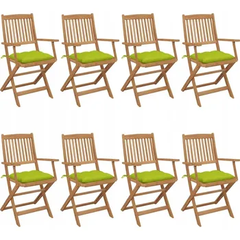VidaXL Skládací zahradní židle s poduškami, 8 ks, akáciové dřevo