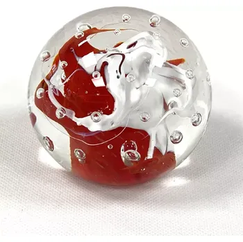 Petrolejová lampa Skleněné těžítko - barevné červeno bílé | 85091