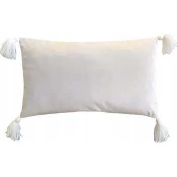 Povlak na dekorativní polštářek DEKORAČNÍ povlak na polštář Boho II velur samet smetanová/ecru třásně 30x60