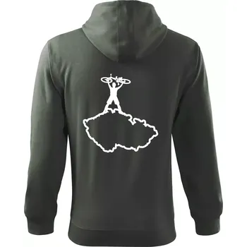 Pánská mikina Mapa ČR - cyklista na prsou - Mikina s kapucí na zip trendy zipper - S ( Tmavá břidlice (šedá se zeleným nádechem) )