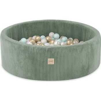 Dětský bazének PLUSH NEST Suchý bazén kulatý Manšestr (zelený) Ø 90 × 30 cm s 200 míčky