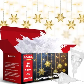 Vánoční dekorace SVĚTELNÝ ZÁVĚS 96LED VÁNOČNÍ OSVĚTLENÍ NA STROMEČEK GIRLANDA NA OKNO SNĚHOVÉ VLOČKY 3,2 M