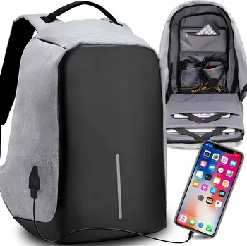 Městský batoh Batoh proti krádeži, voděodolný, černý šedý 20 l s USB portem