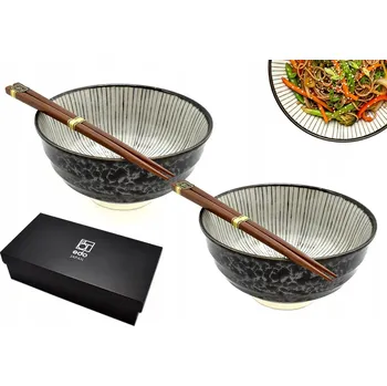Sada 2 misek s hůlkami - Udon Shima Black 800 ml BOX