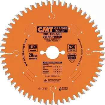 Pilový kotouč Pilový kotouč na lamino a DTD - D160x2,2 d20 Z56 HW, - 281.161.56H, CMT Orange XTreme