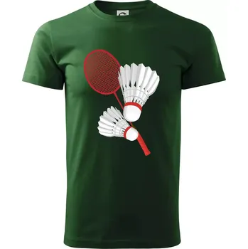 Badminton - pálka a košík - Triko extra velké (5-8XL) - 6XL ( Lahvově zelená )