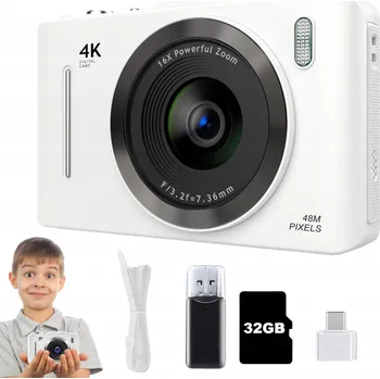 Digitální kompakt Kompaktní digitální fotoaparát s 32GB kartou a 48MP rozlišením, 16x digitální zoom