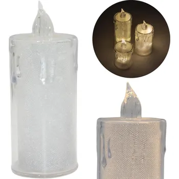 Svíčka DEKORATIVNÍ SVÍČKA 12,5 CM TRANSPARENTNÍ TEPLÁ BÍLÁ 1 LED