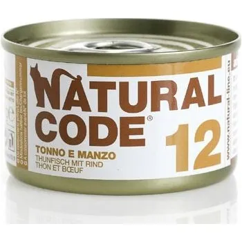 Krmivo pro kočku Natural Code 12 x Tuňák s hovězím masem 85g