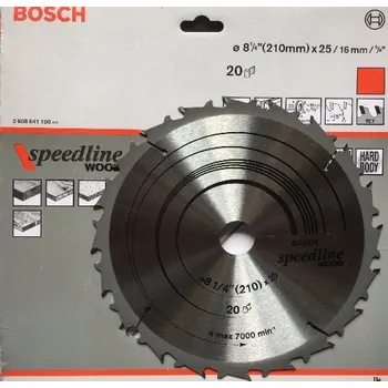 Pilový kotouč Bosch Kotoučová pila na dřevo Speedline Wood 210x25/16x1,8mm, 20 zubů