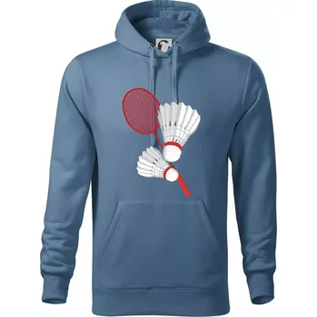 Pánská mikina Badminton - pálka a košík - Mikina pánská Cape s kapucí - 4XL ( Denim )