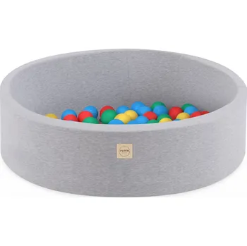 Suchý bazén PLUSH NEST Suchý bazén kulatý světle šedý bavlněný Ø 90 × 30 cm s 200 míčky